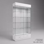 Glasvitrine Abschließbar Weiß mit LED Ladenbau – Bild 2