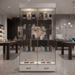 Glasvitrine abschließbar Weiß