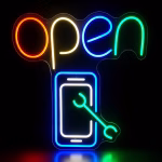 LED Handyreparatur Leuchtschild Open Schaufensterwerbung