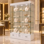 Glasvitrine mit 3 Schubladen und LED-Beleuchtung 150x220x40 cm – Bild 5