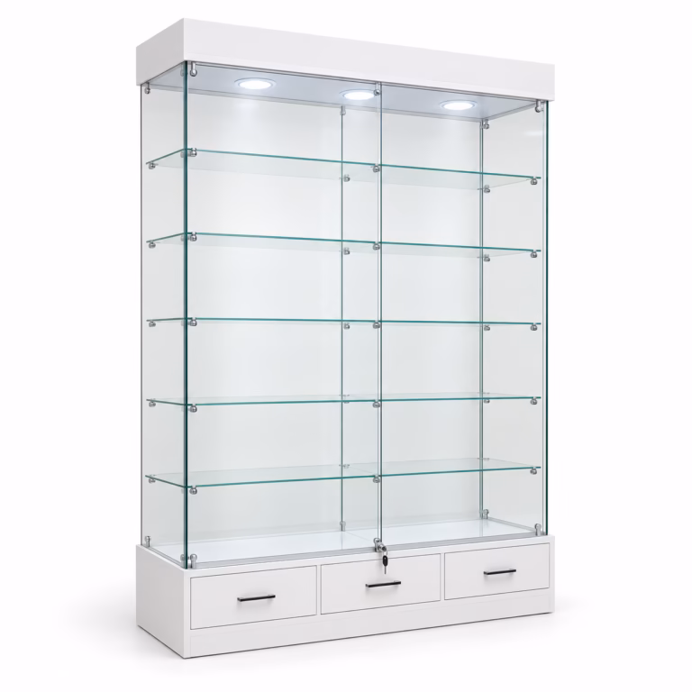 Glasvitrine mit 3 Schubladen