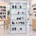 Glasvitrine mit LED-Beleuchtung Weiß 100 x 200 x 40 cm – Bild 5