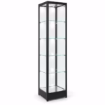 Glasvitrine mit LED-Beleuchtung 40 x 40 x 200 cm – 6 Glasböden