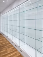 Glasvitrine mit Schubladen und LED-Beleuchtung 200x220x40 cm – Bild 3